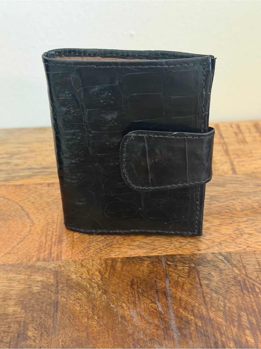 Genuine Alligator Skin Bifold Black Leather Snap Wallet NWT - Picture 9 of 9